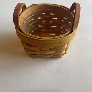 Longaberger booking basket w/ protector & leather handles 1998 original stain